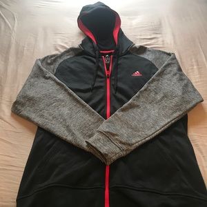 Adidas jacket full zipper with hoodie blk/gray